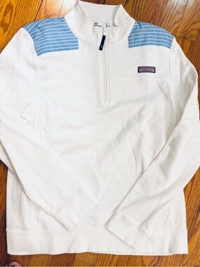 Vineyard Vines “Shep Shirt” 1/4 Zip Pullover with Striped Shoulder Panels